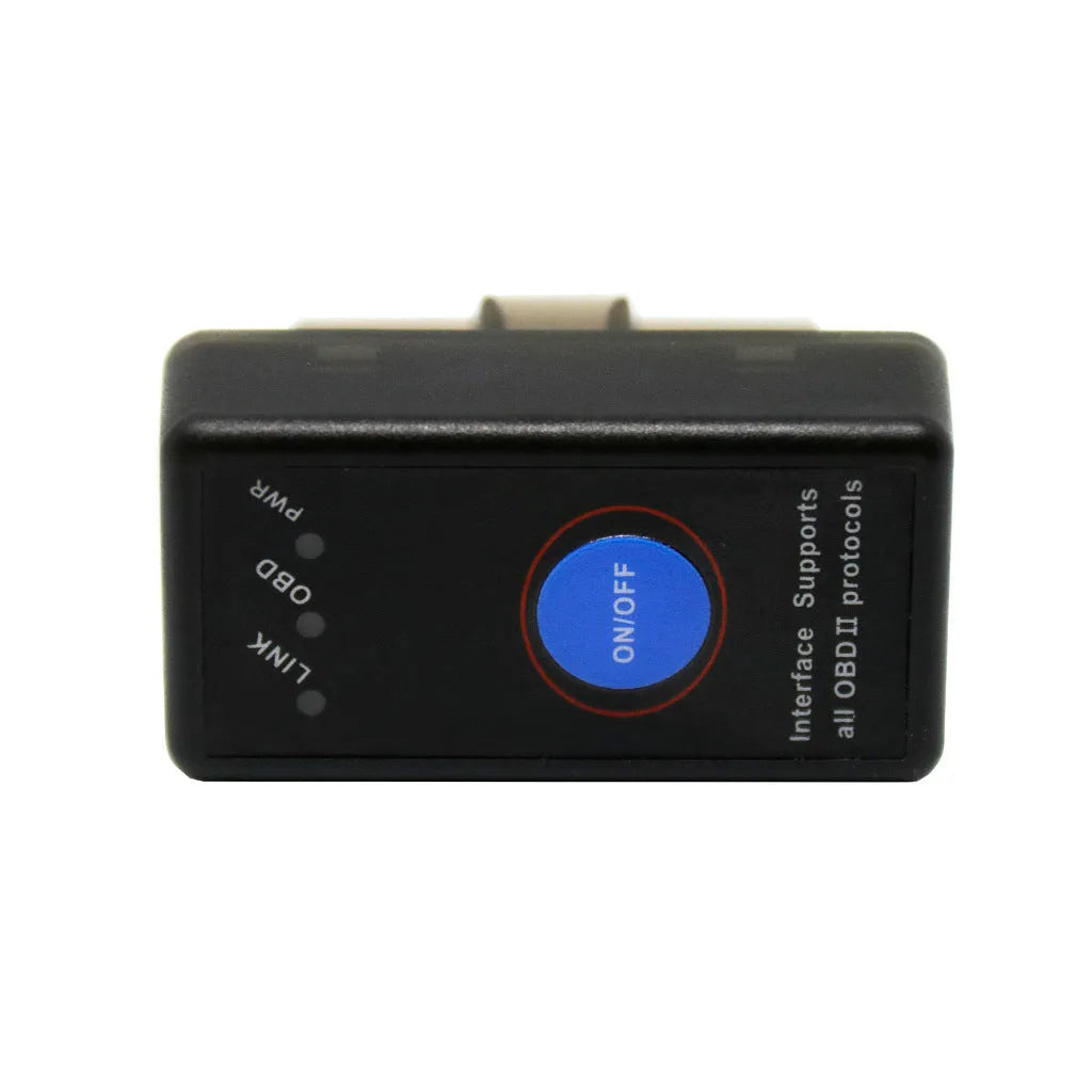 ELM327 Bluetooth OBD-II car fault detector, black, 43mm x 25mm x 23mm, engine diagnostic scanner