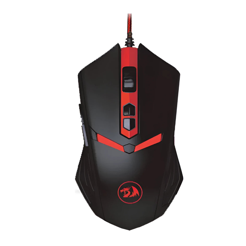 Black and red USB wired ergonomic gaming mouse with six buttons