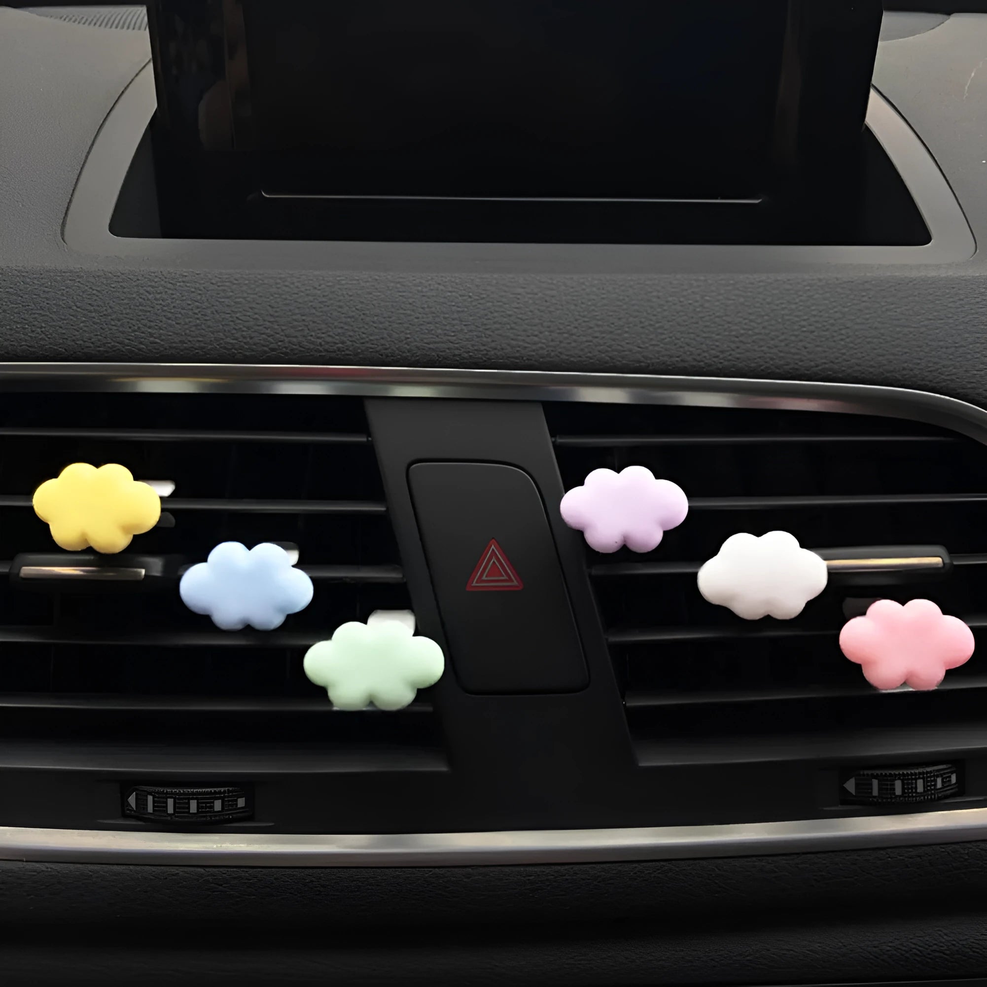 Resin cartoon car air vent fragrance clip in sky blue colour.