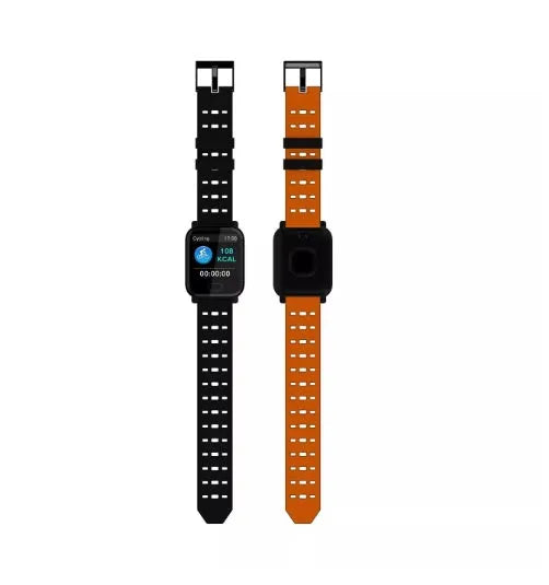 A6 smart fitness bracelet with colour touchscreen and black silicone strap on a wrist
