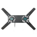 Rotatable USB cooling fan pad with two fans and alloy foldable construction for laptops 8-14 inch