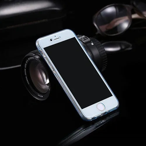 360 degree all inclusive phone case in black, compatible with iPhone and Samsung, TPU material