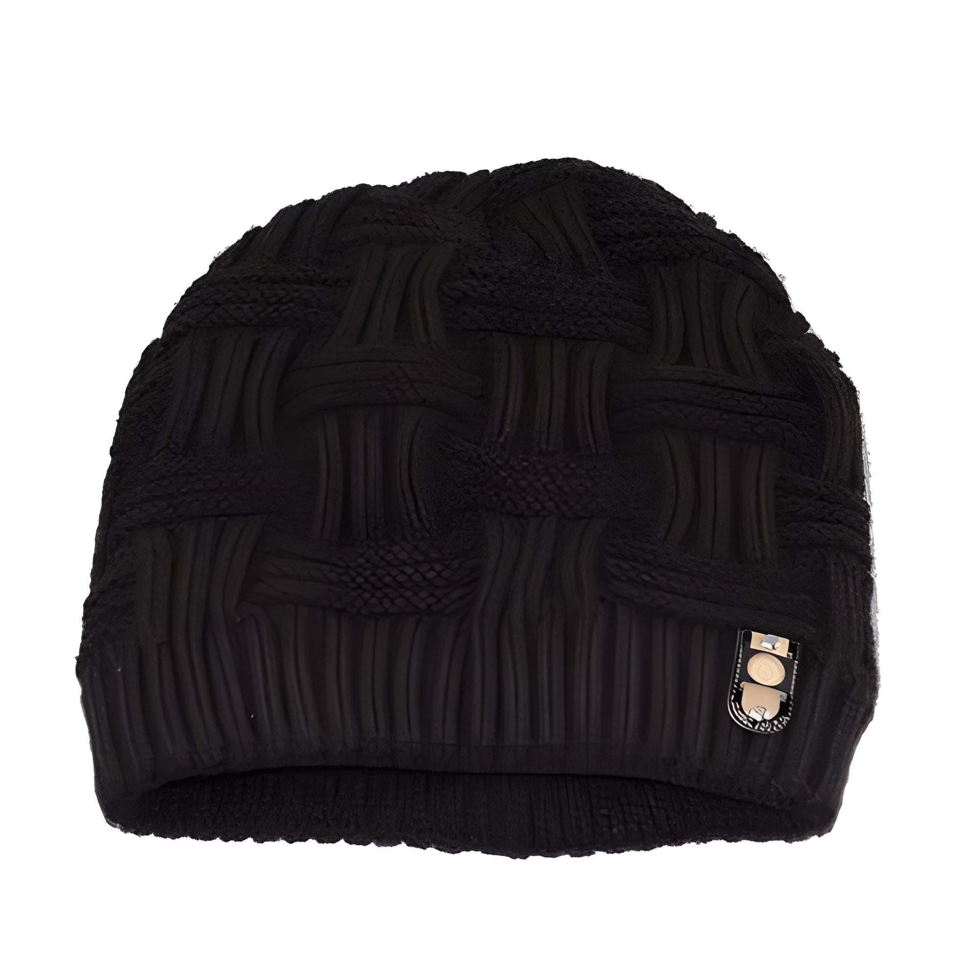 Winter bonnet knit hat in thick cable knit, turned-up hem, solid colour, fits most adults