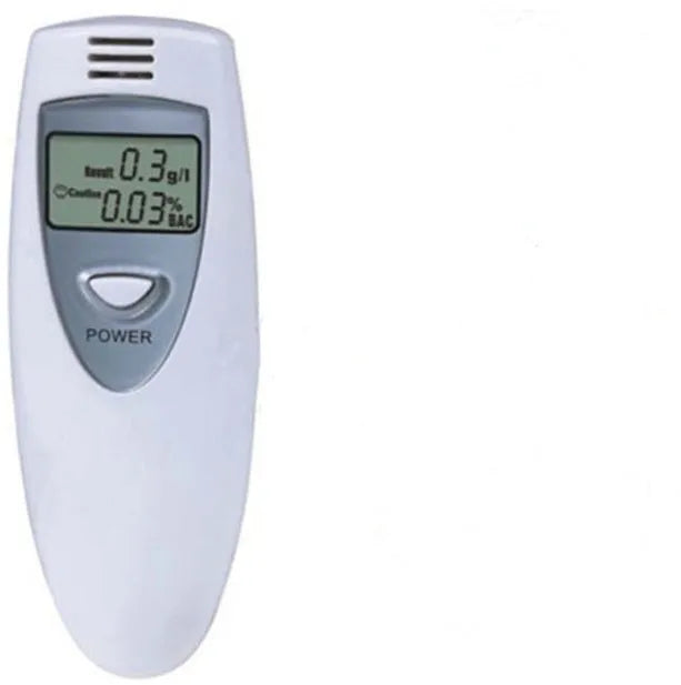 High-precision alcohol tester with colour display in White A colour, showing a digital readout screen