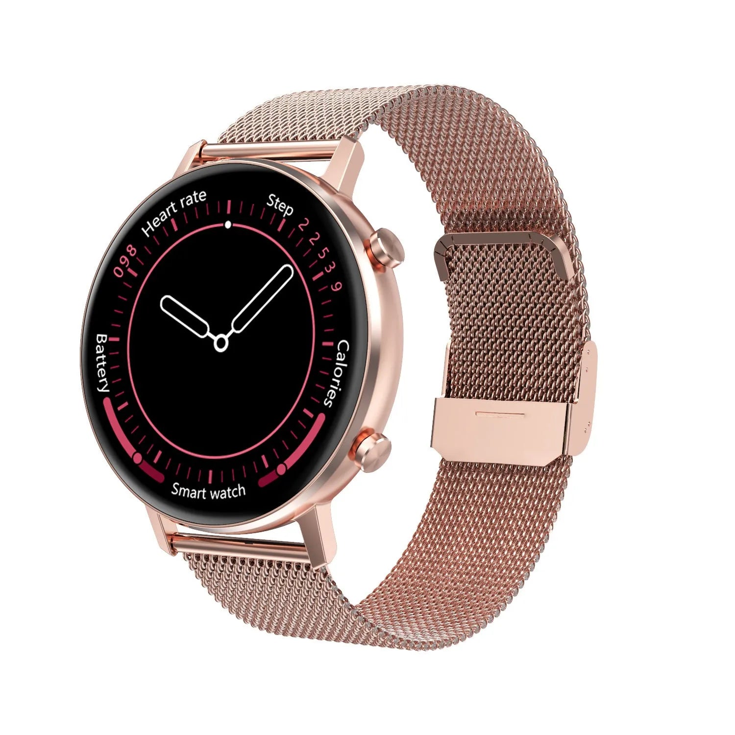DT96 smart bracelet with colour screen on a stainless steel metal strap in silver finish