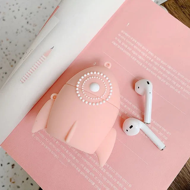 Black and pink silicone protective covers for AirPods 1 and 2 charging cases