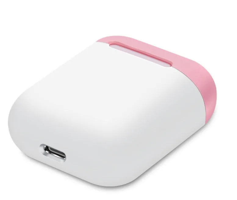 Silicone protective cover for Apple AirPods charging case in a split style design, shown in a selection of colours.