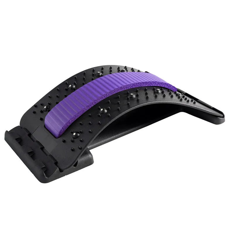 Adjustable manual back stretcher massager with multiple massage heads in a rectangular trapezoid shape.