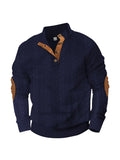 Trendy patch embroidery men's sweatshirt in solid colour, regular fit polyester casual top