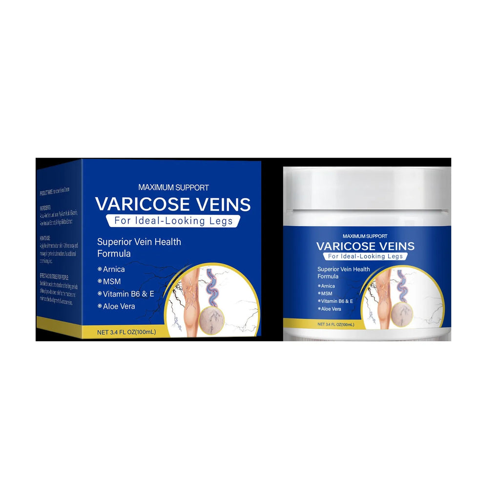 100ml leg vein relaxation care cream in a white tube with blue and green label, standard specification