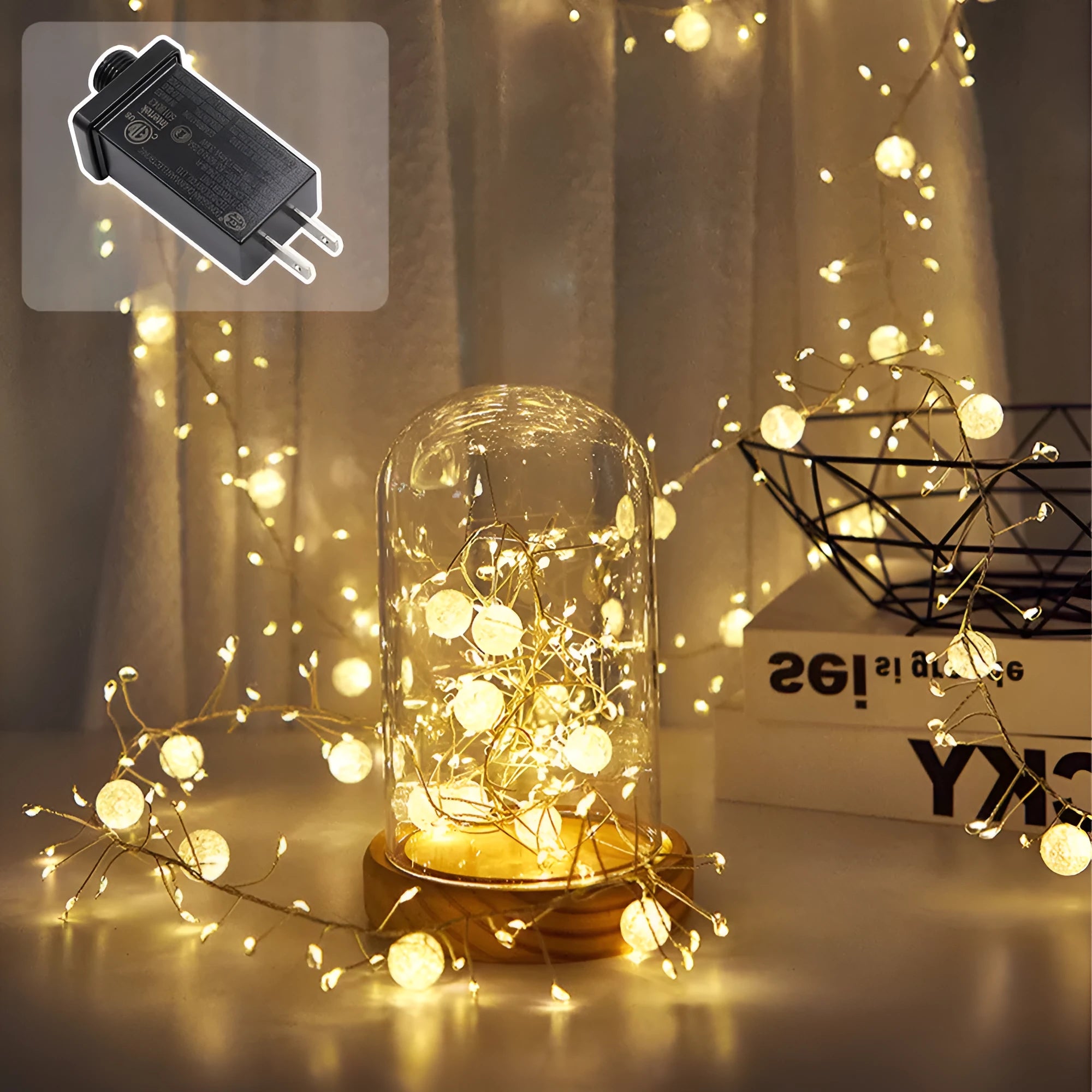 400LED 6-metre plug-in indoor fairy string lights with flower-shaped bulbs, IP66 protection