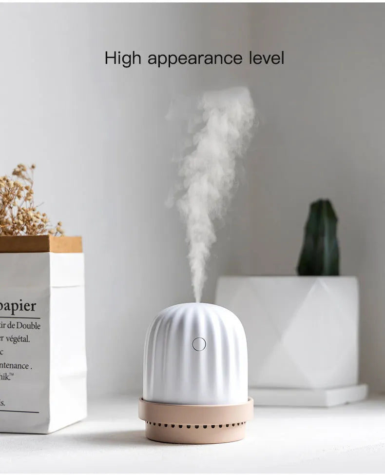 Cactus humidifier night light in green with colourful glow, 260ml tank, USB model