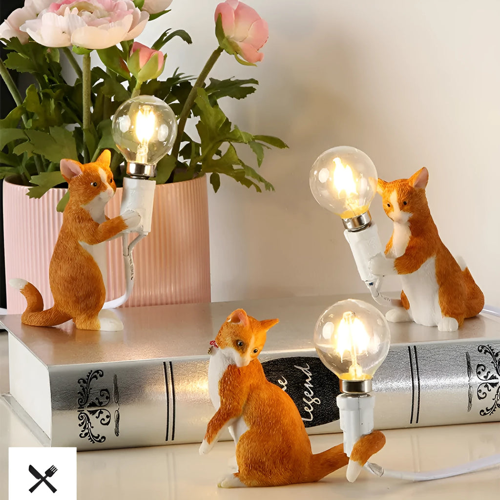 Small resin bedside table lamp in white, measuring 100x60x140mm, on a wooden nightstand