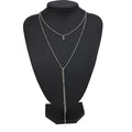 Simple retro clavicle necklace geometric multi-layer alloy electroplated golden silver chain