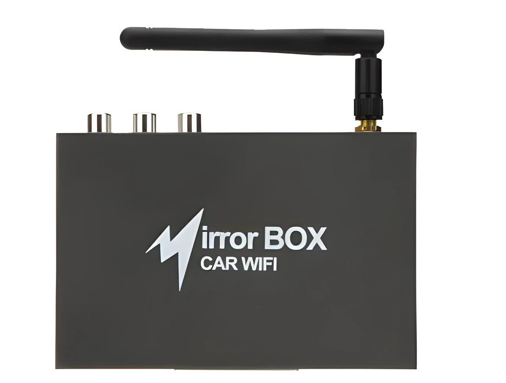 Black Car Mirror Link Box with cables and antenna for smartphone to car display mirroring