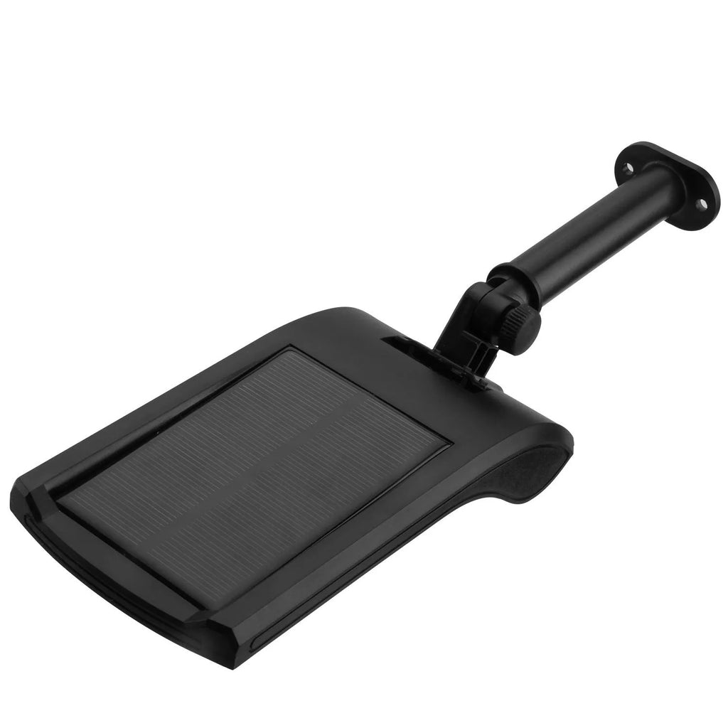 Black solar-powered wall light with diamond-pattern texture and adjustable mounting bracket