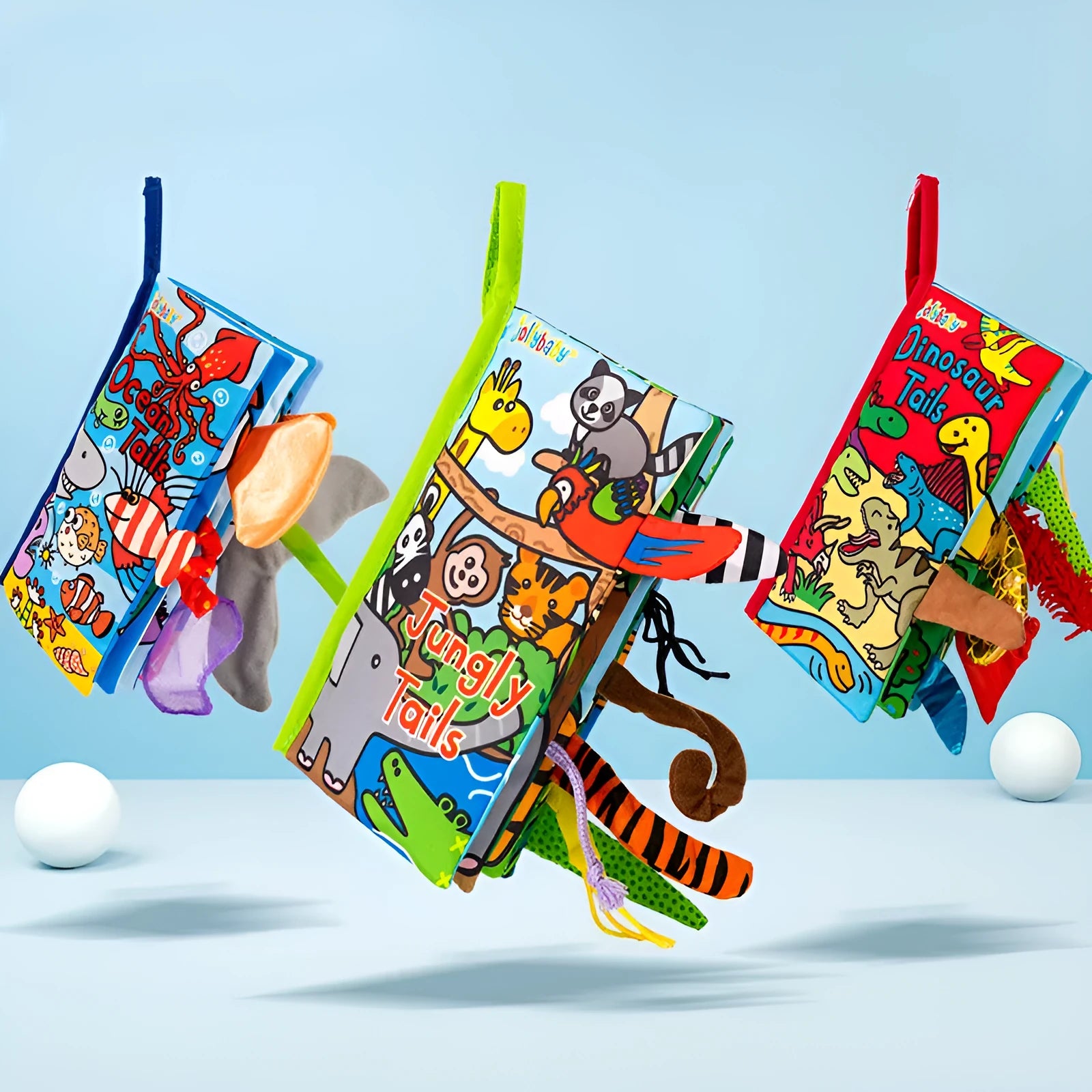 Soft fabric baby educational toy book with bright animal illustrations, 16x15 cm, non-toxic material