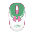 Pink Sailor Moon wireless mouse with USB receiver on a desk.