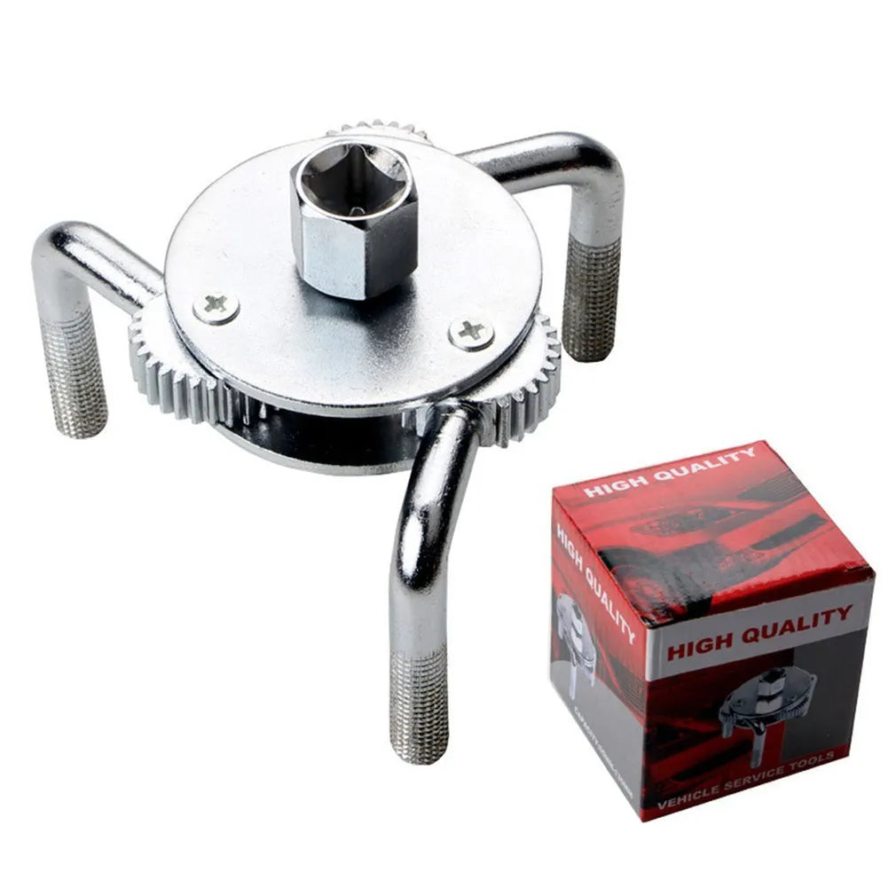 Silver round three-jaw oil filter wrench with frosted surface for automotive use