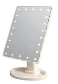 Portable 360 degree rotation touch induction LED tabletop cosmetic mirror in pink with 22 lights