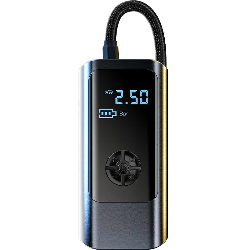 Portable wireless electric car air pump with ABS body, 60W motor, and 35L/min airflow