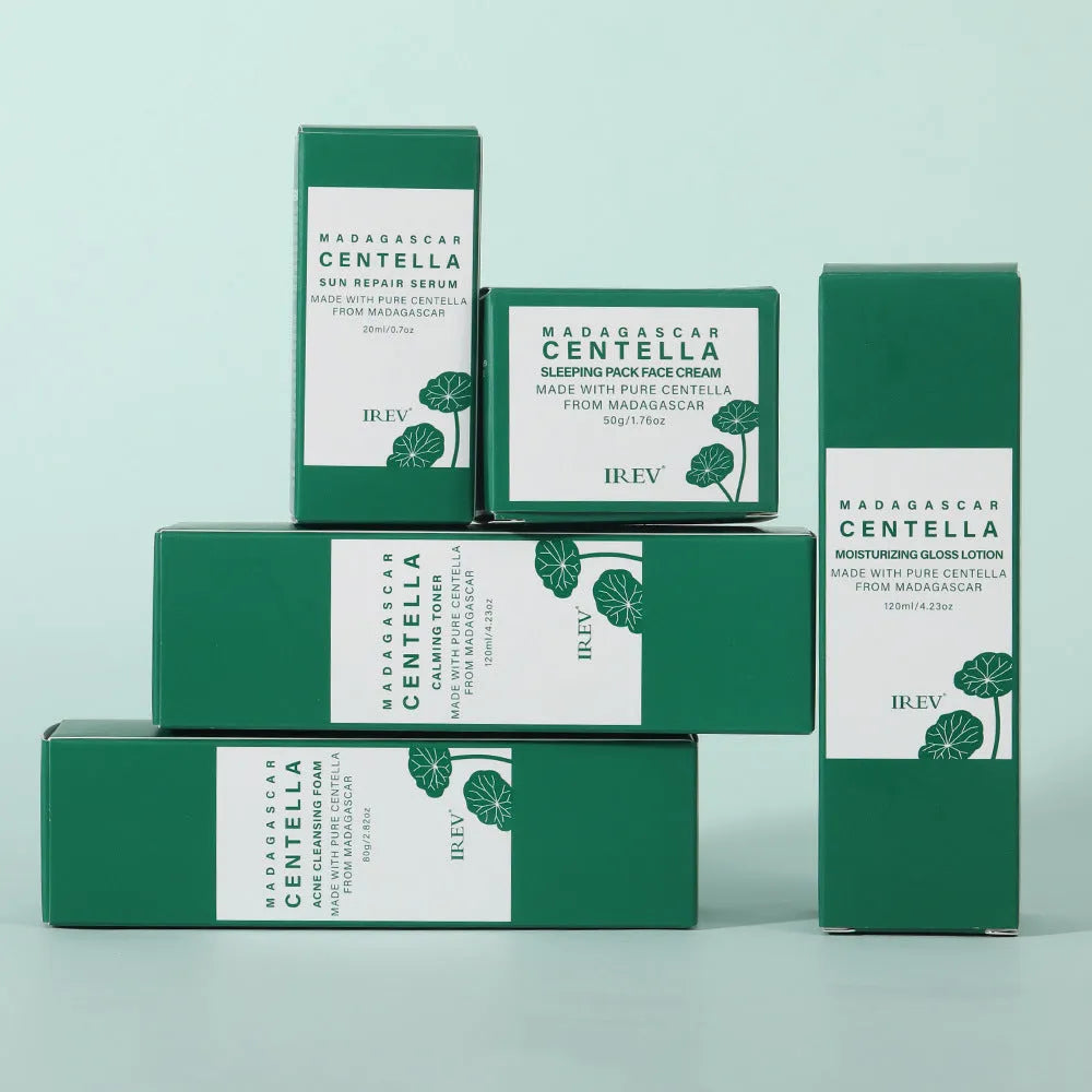 Snow Grass Centella Asiatica Combination Facial Skincare Set with five products cream toner serum mask lotion