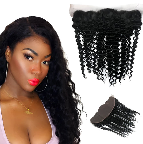 100% real hair front lace wig in black deep hair block style with 4x13 lace frontal