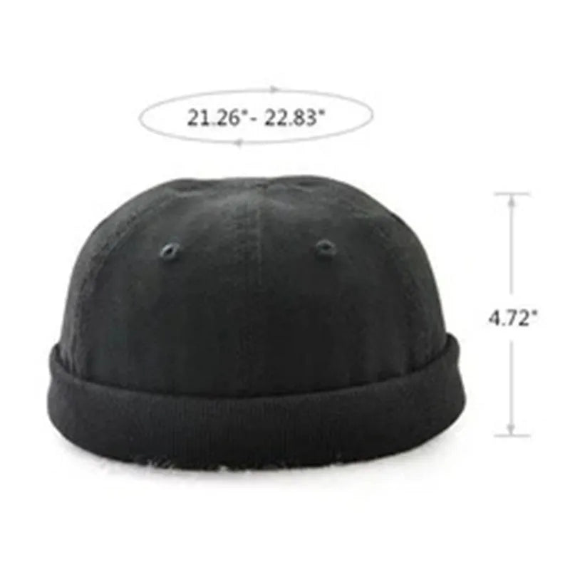 Cotton brimless skullcap sailor cap for men and women in army green, black, and dark blue