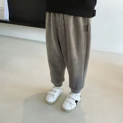 Boys velvet pants elasticated waist plain style available in multiple colours sizes 80 to 130cm