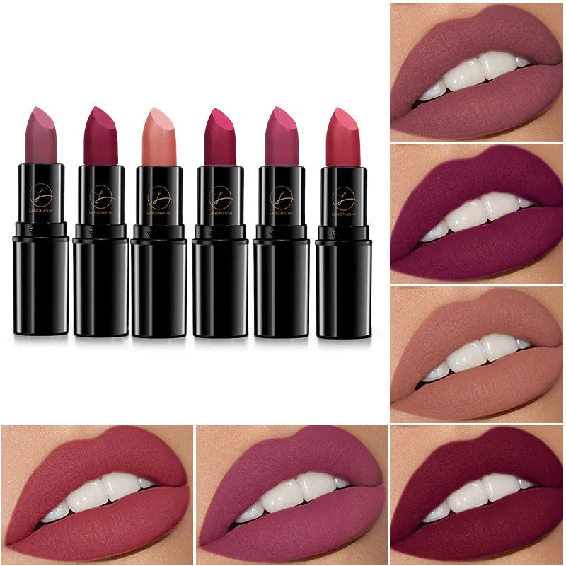 Matte long lasting lipstick with glitter effect, waterproof and sweatproof, non-stick cup, portable size, several colours