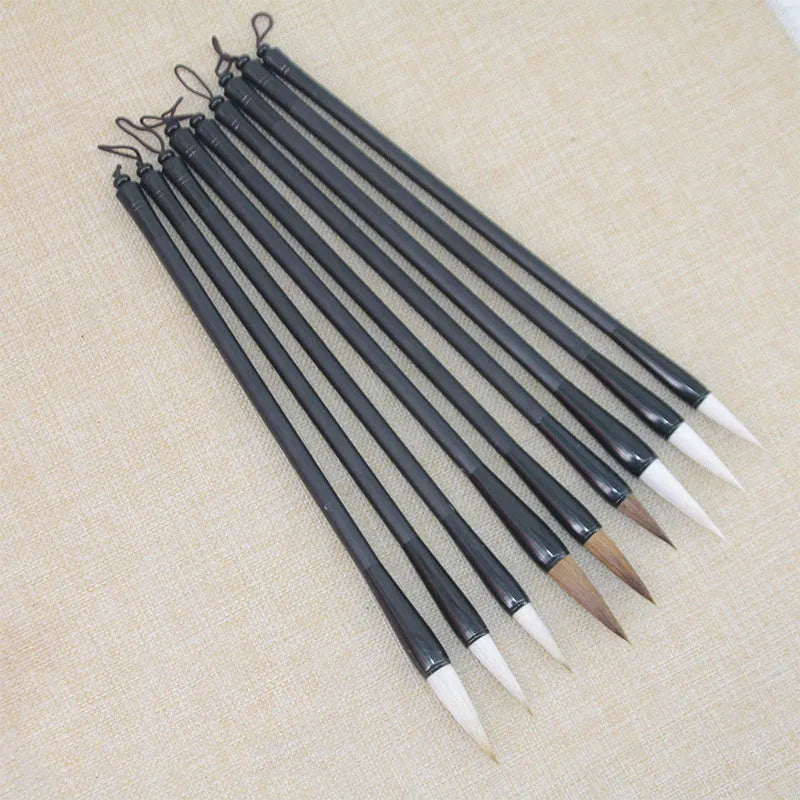 Student Chinese calligraphy brush with steel barrel and traditional wolf hair nib