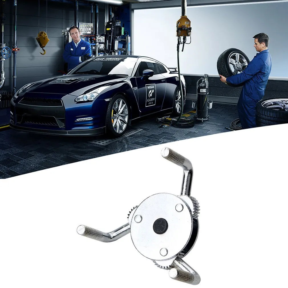 Silver round three-jaw oil filter wrench with frosted surface for automotive use
