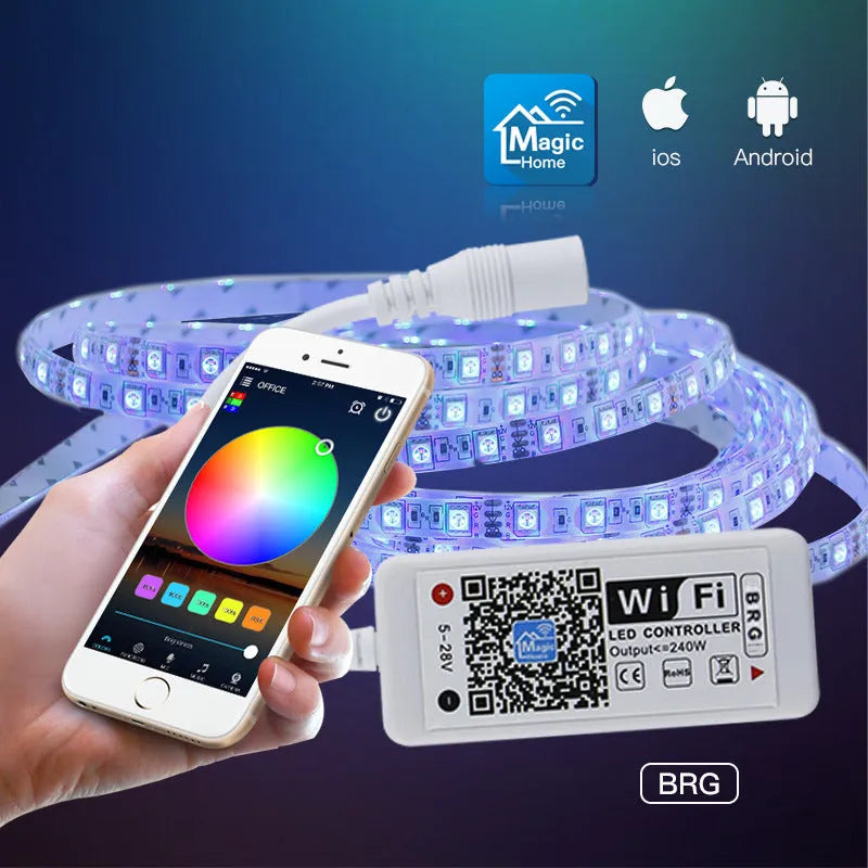 Mini Wi-Fi RGB LED controller in white casing, 53x24x11mm, for constant current LED products