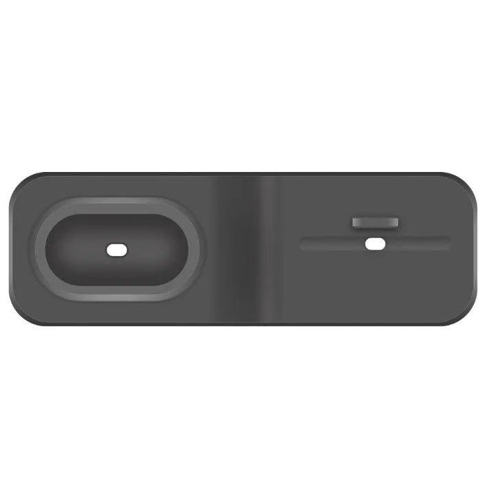 Black silicone 3-in-1 charging base for Apple iPhone, iWatch and AirPods