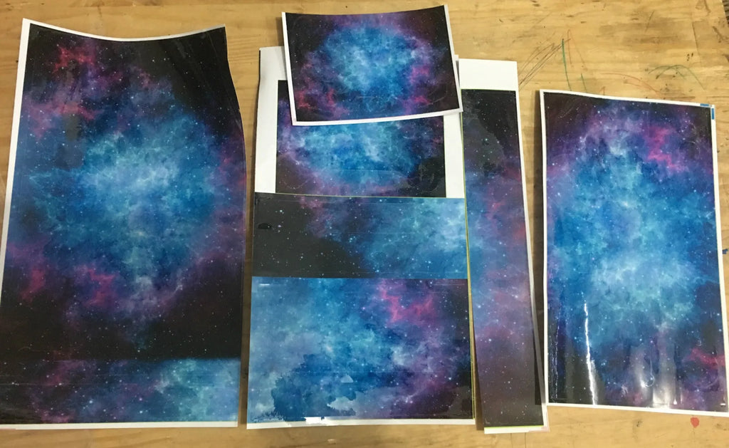 Five blue matt finish vinyl skin stickers for Xbox One console, sealed in an OPP bag.
