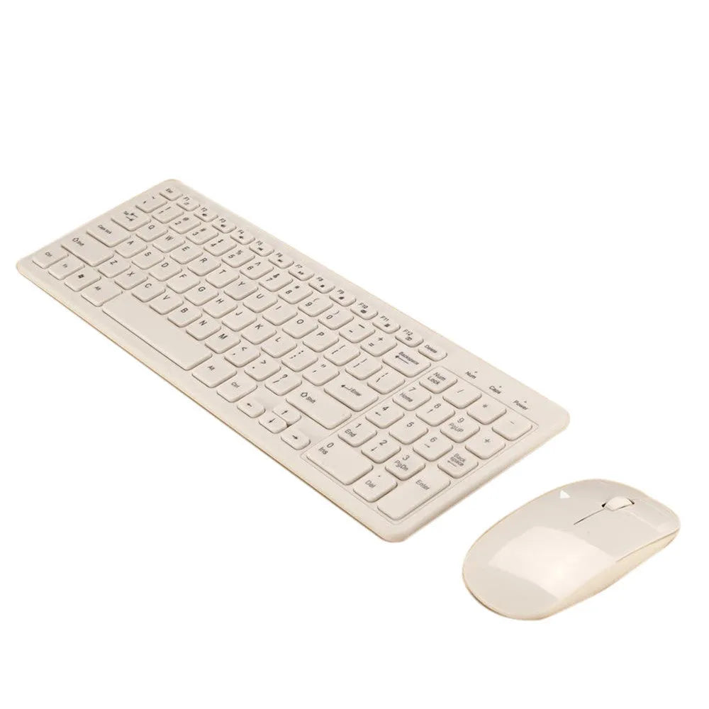 Wireless keyboard and mouse set in black, white, pink, or blue with 96-key layout and adjustable DPI mouse