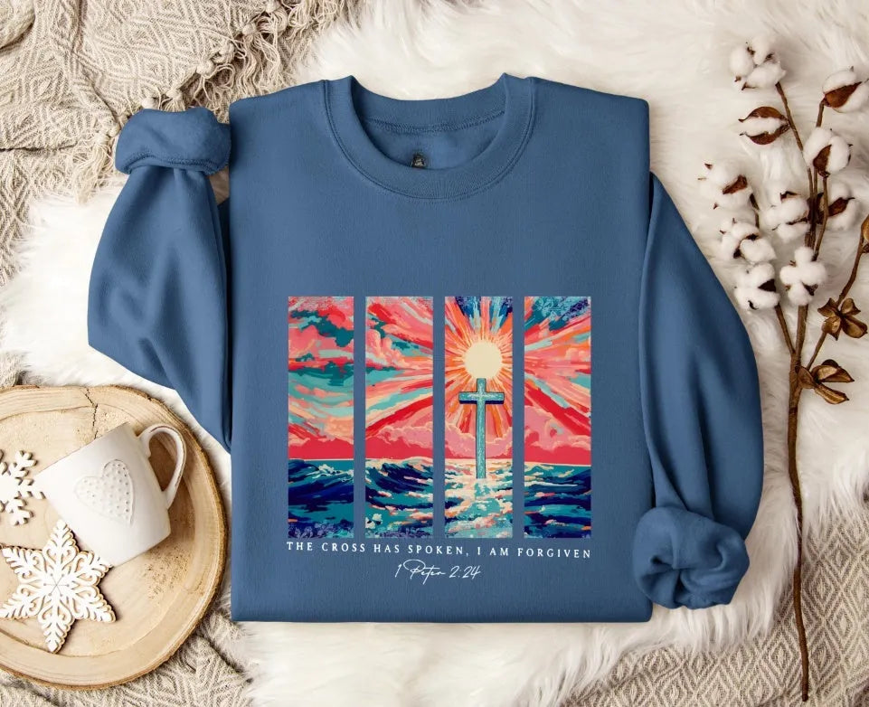 Blue plus size printed sweater with drop shoulder sleeves and loose fit street fashion design