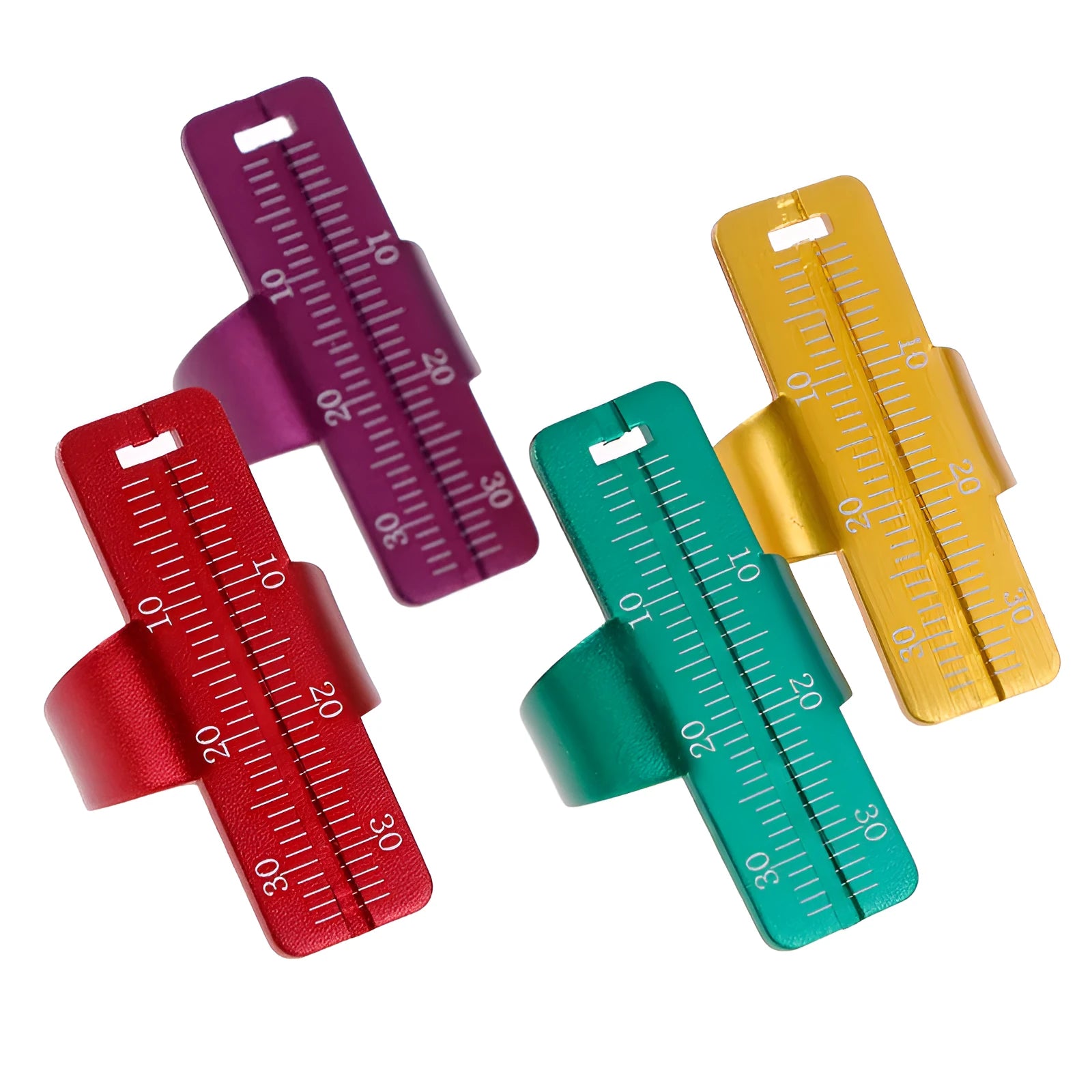 Aluminium alloy dental root ruler with clear scale for root canal measurement, available in multiple colours