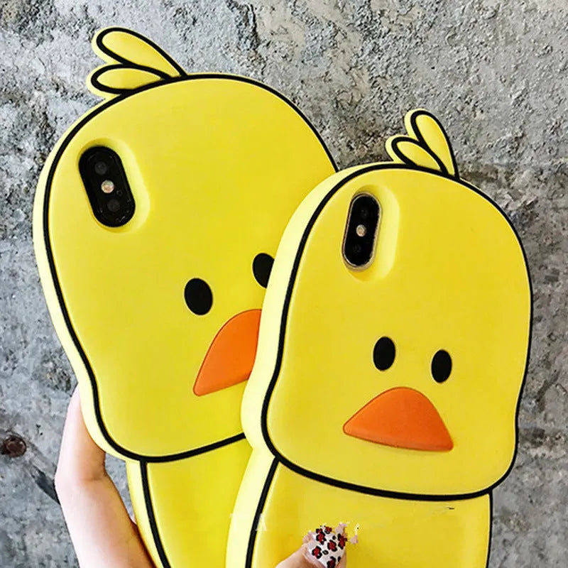 Green silicone iPhone case with animal cartoon design showing back cover protection