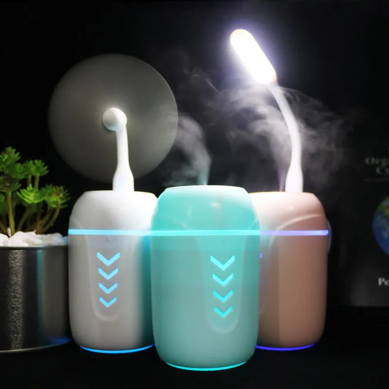 Portable car humidifier with columnar design and 200ml water capacity