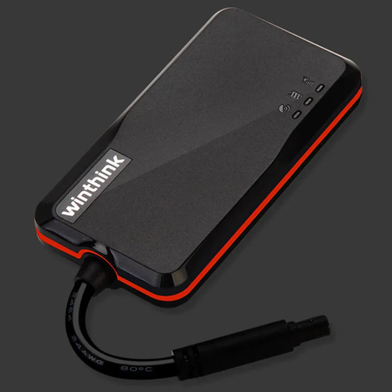 Black automotive GPS locator with ABS casing, 78x41x12mm, for electric vehicle tracking