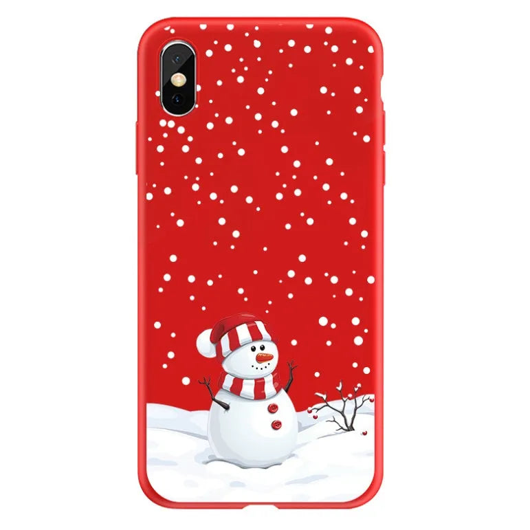 Christmas-themed painted back cover phone case for iPhone models 6 through XS Max showing festive holiday design