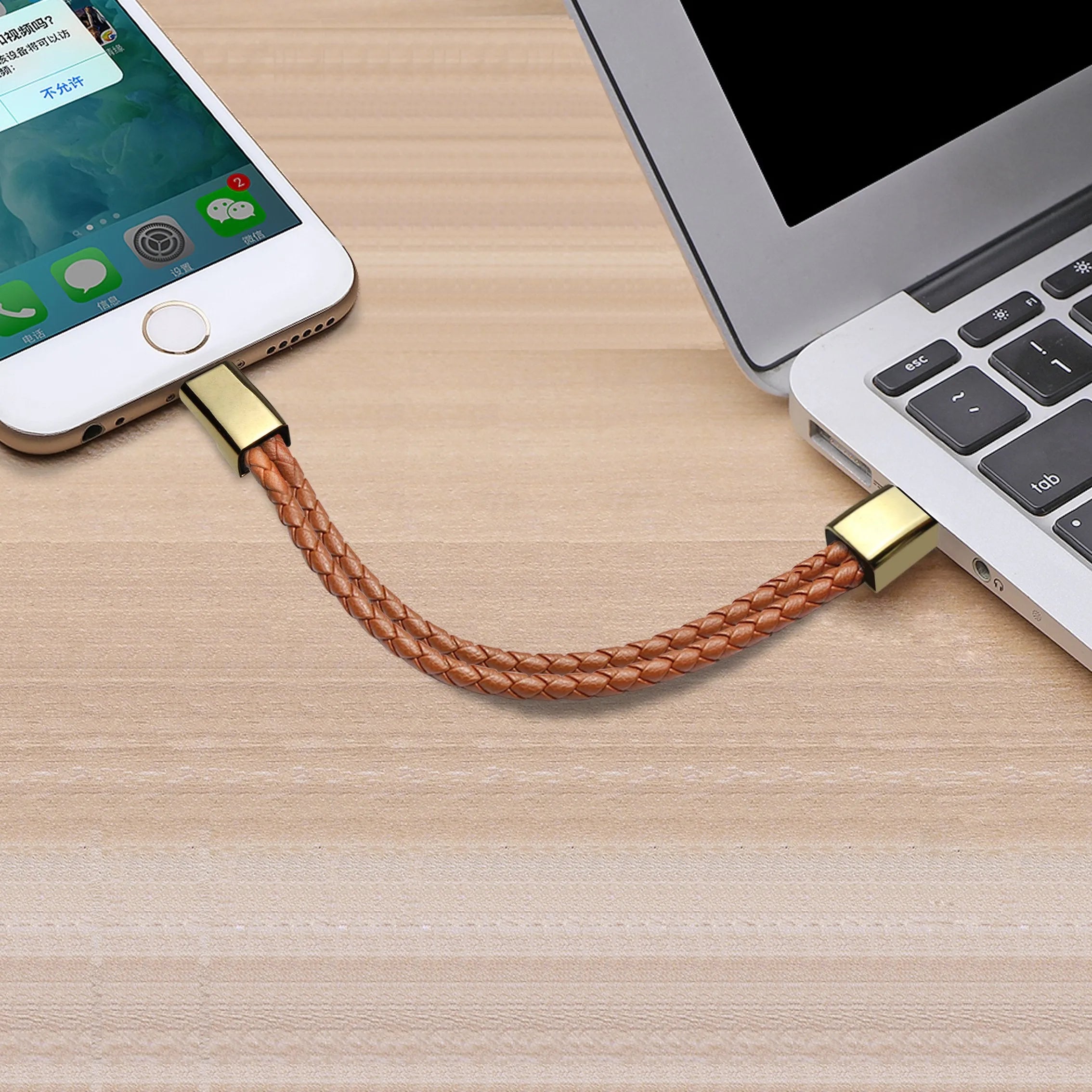 Braided fabric bracelet charging cable with double-line design in gift box