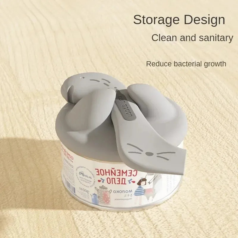 Silicone pet spoon with built-in can opener and flexible sealing cover for pet food cans