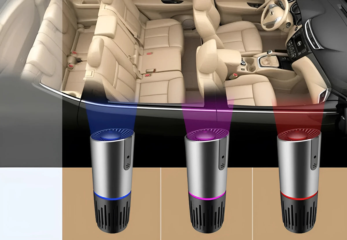 Silver car air purifier cup with high CADR made from ABS plastic for interior use