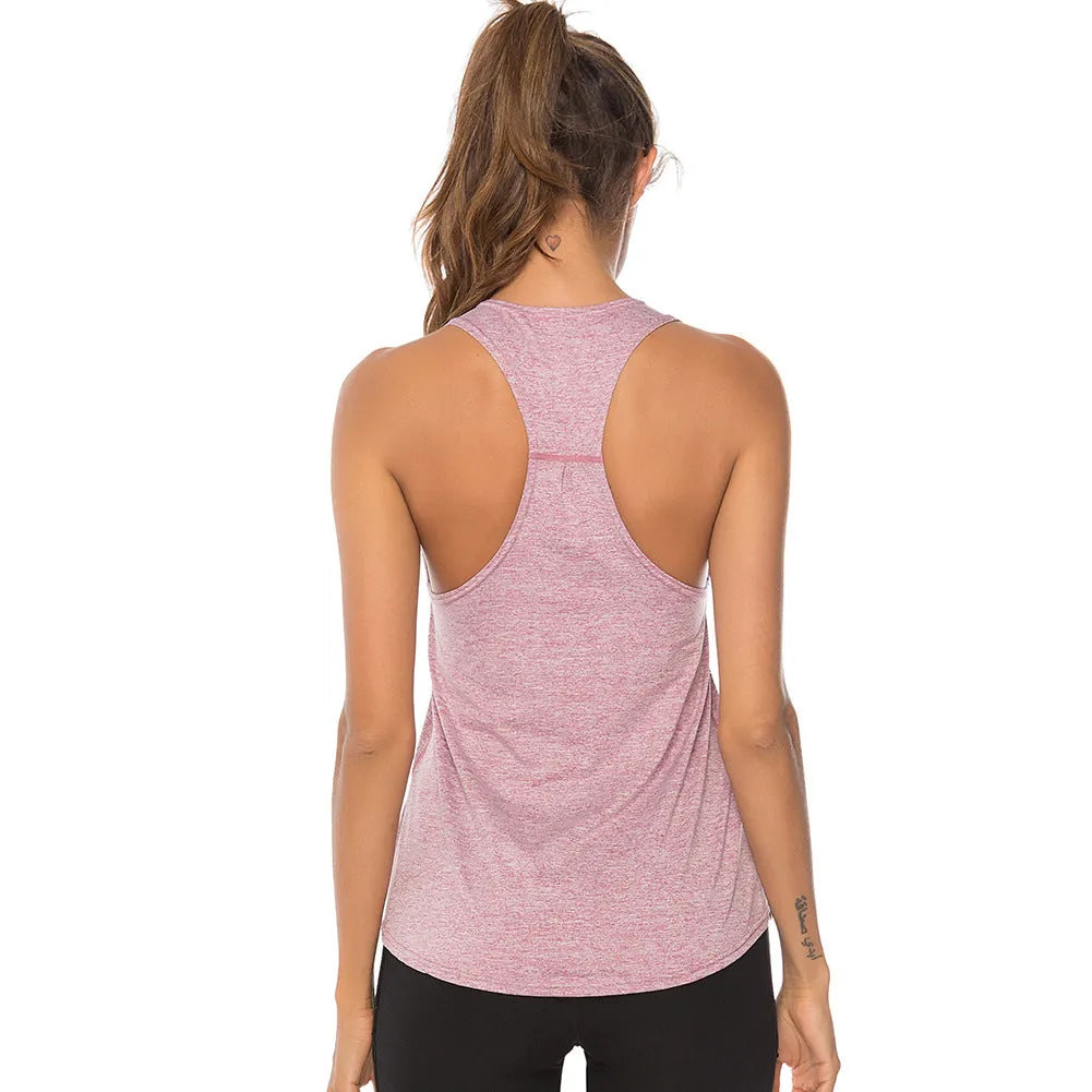 Women's athletic polyester back race vest in slate colour, O-neck design for gym and sport