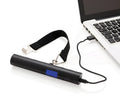 Black USB mobile power luggage scale with ABS body and blue backlit LCD display