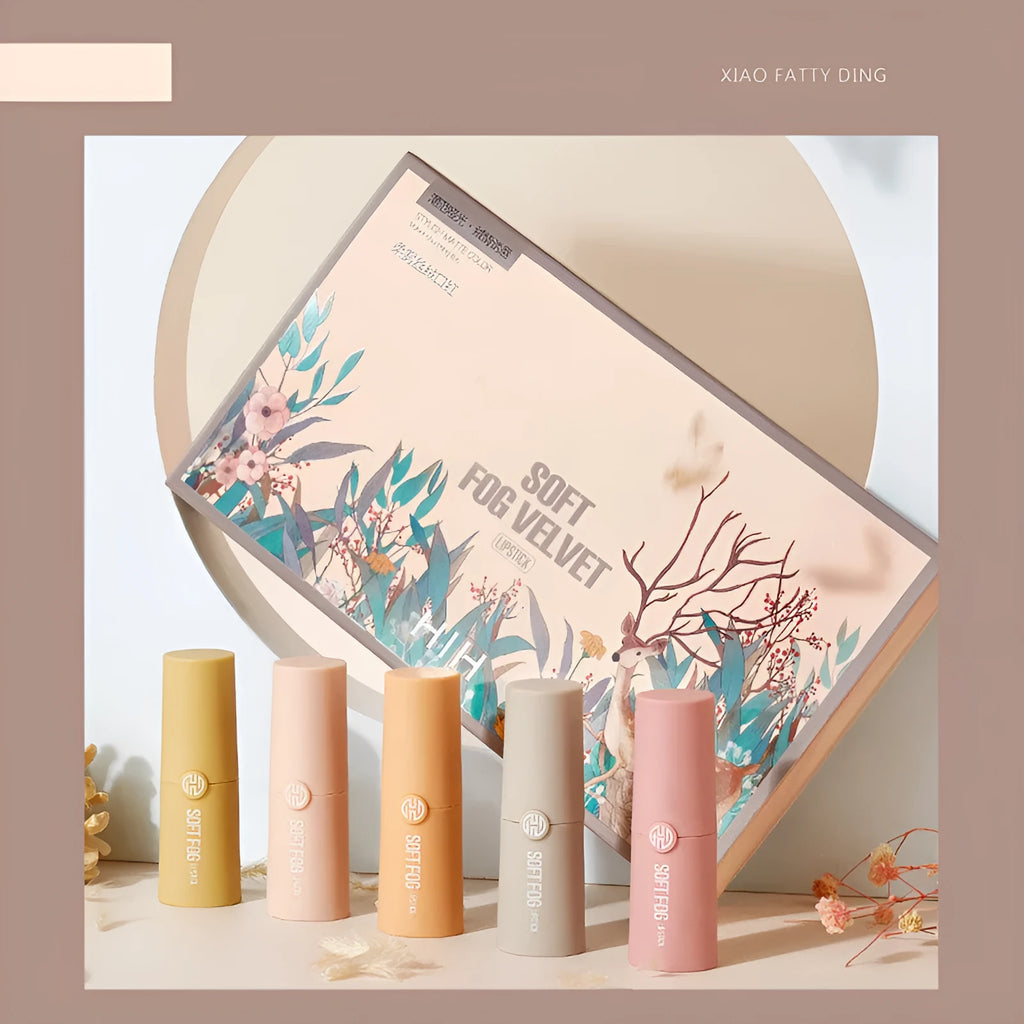 Soft mist velvet lipstick set five colours with squalane for moisturising