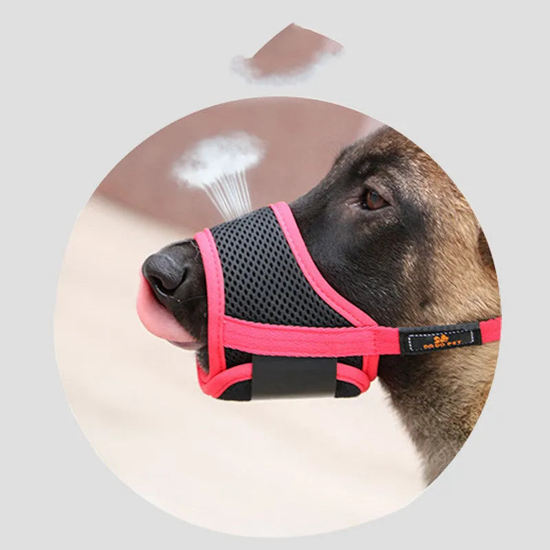 Dog mouth cover anti-bite anti-bark adjustable cloth mask in red for small and large dogs allowing drinking water