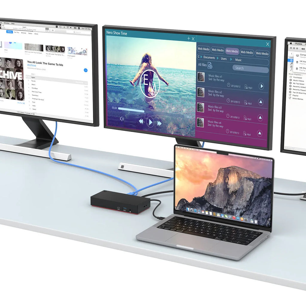 Lx100 Type-C docking station with 12 ports, 4K display support, external power supply, and 81.5cm cable
